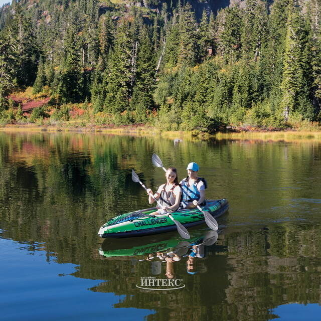 Надувная байдарка Challenger-К2 двухместная 351*76*38 см + насос и весла INTEX