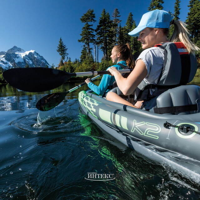 Надувная байдарка Challenger-К2 двухместная 351*76*38 см + насос и весла INTEX