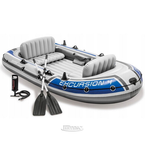 Надувная лодка Excursion-4-Set четырехместная 315*165*43 см + насос и весла, уцененная INTEX