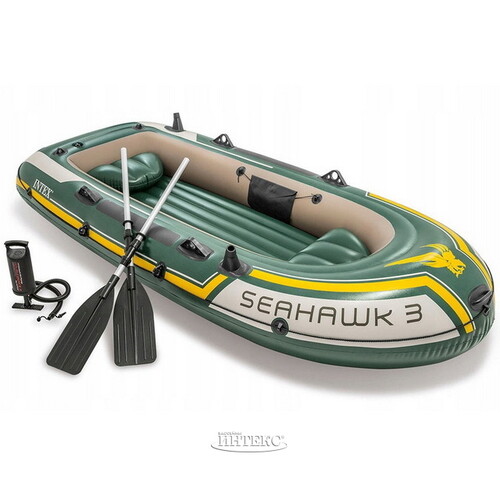 Надувная лодка SeaHawk 300-Set трехместная 295*137*43 см + насос и весла INTEX