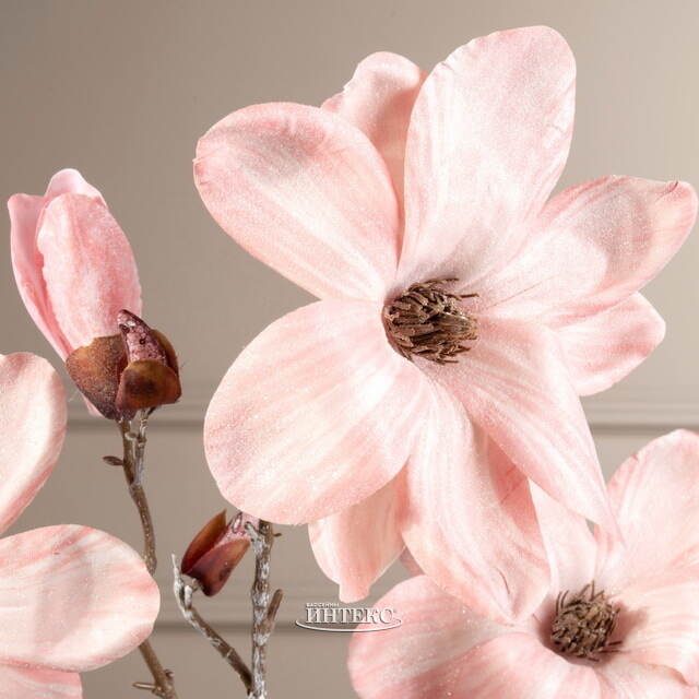 Искусственная ветка Магнолия Азура 91 см пудрово-розовая EDG (ЭДГ)