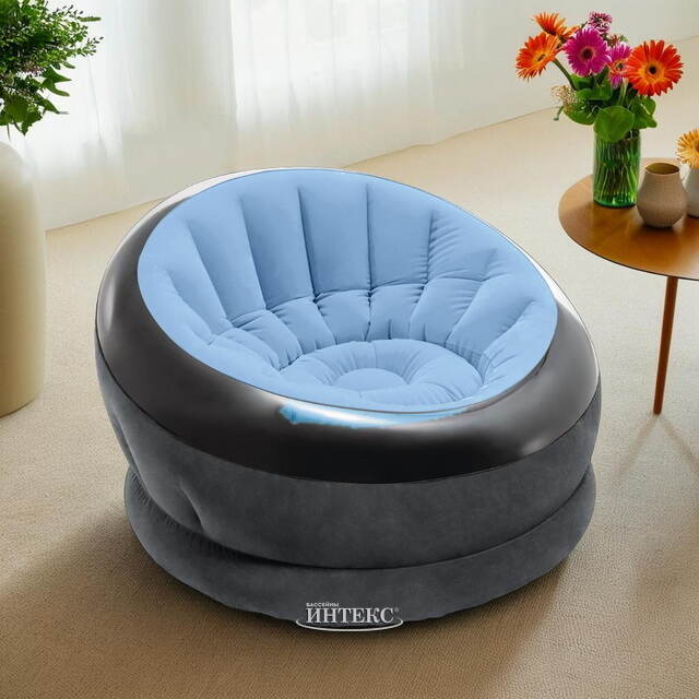 Надувное кресло Empire Chair 112*109*69 см голубое INTEX