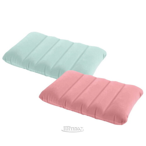 Надувная подушка 43*28*9 см нежно-розовая, флокированная INTEX
