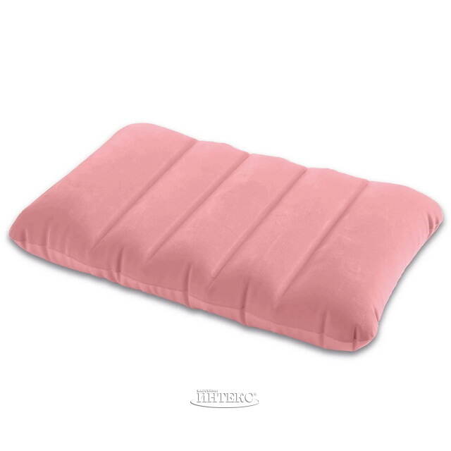 Надувная подушка 43*28*9 см нежно-розовая, флокированная INTEX