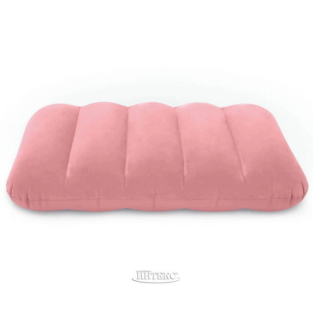 Надувная подушка 43*28*9 см нежно-розовая, флокированная INTEX