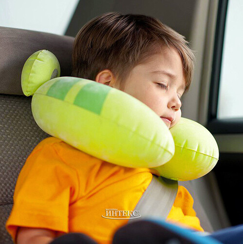 Детская надувная подушка в дорогу Лягушка 28*30*8 см INTEX
