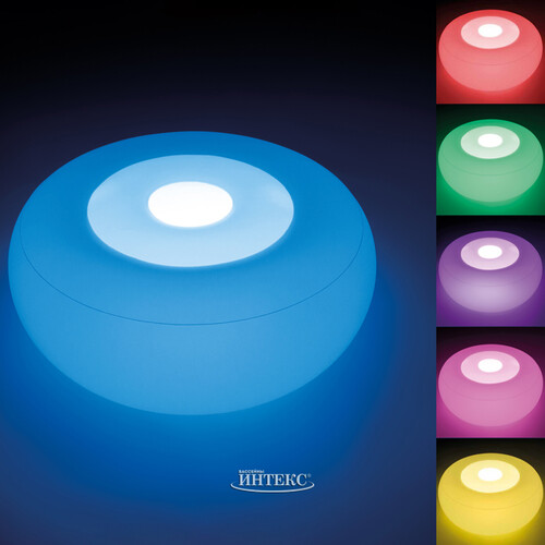 Надувной пуф Энджи с разноцветной подсветкой 86*33 см INTEX