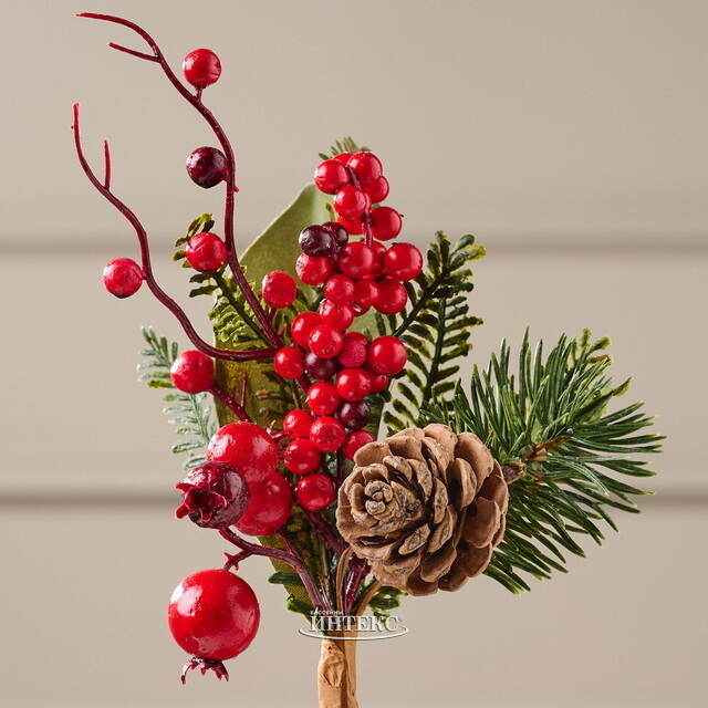 Хвойная Ветка с Ягодами 20 см, ЛИТАЯ + ПВХ Kaemingk