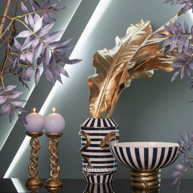 Металлический подсвечник для 1 свечи Graceful Snake 25 см золотой EDG (ЭДГ)