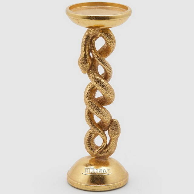 Металлический подсвечник для 1 свечи Graceful Snake 25 см золотой EDG (ЭДГ)