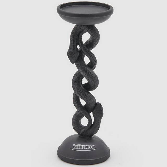 Металлический подсвечник для 1 свечи Graceful Snake 25 см черный EDG (ЭДГ)