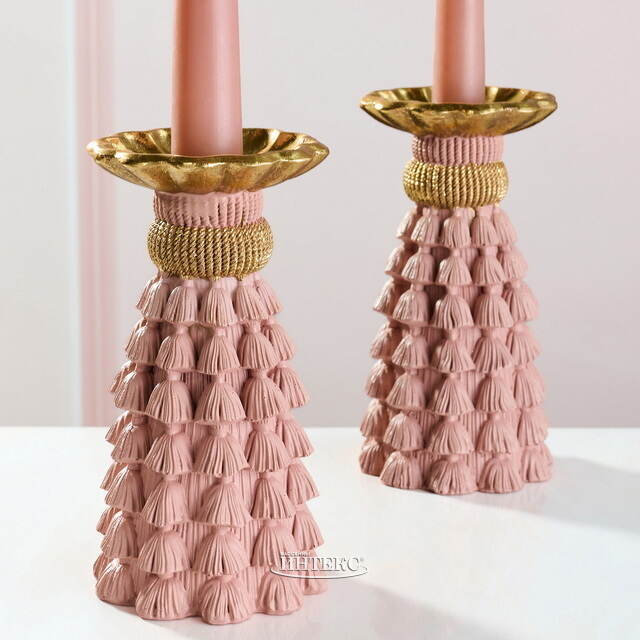 Декоративный подсвечник Tassel Roggero 15 см пудровый EDG (ЭДГ)