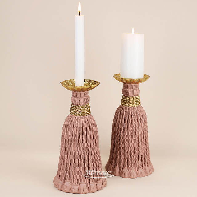 Декоративный подсвечник Grande Tassel 26 см пудровый EDG