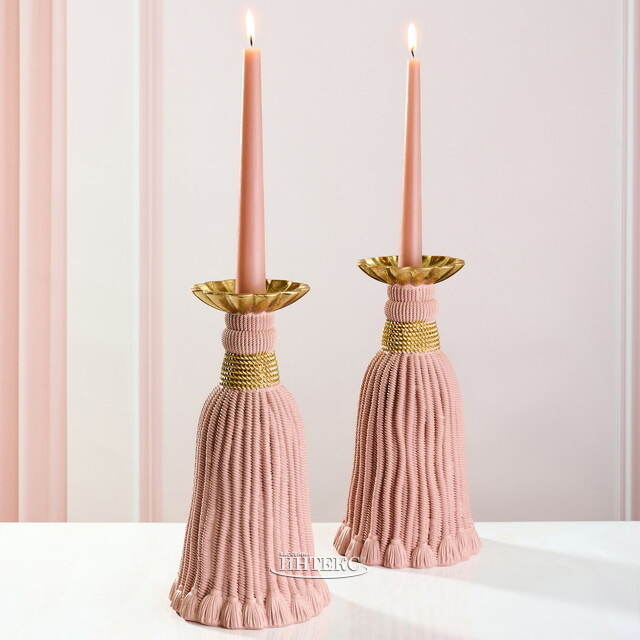 Декоративный подсвечник Grande Tassel 26 см пудровый EDG