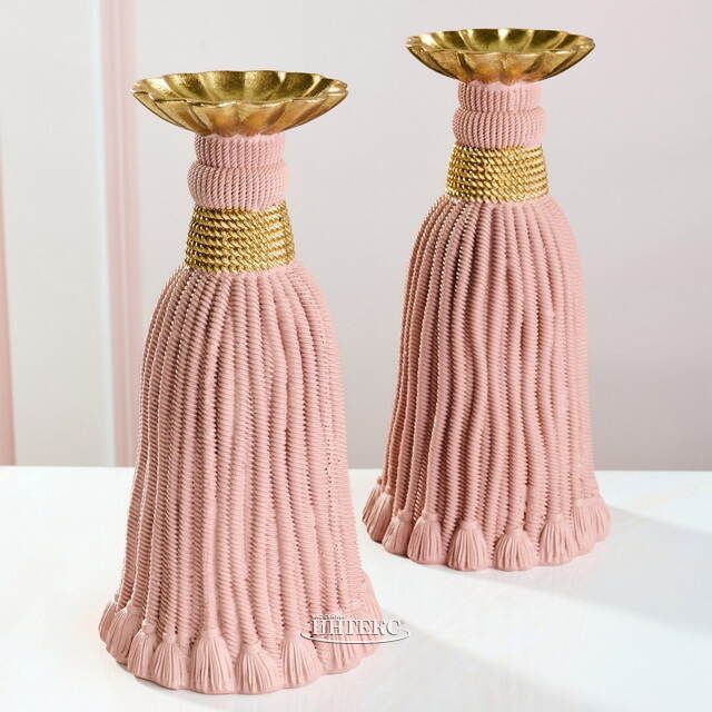 Декоративный подсвечник Grande Tassel 26 см пудровый EDG