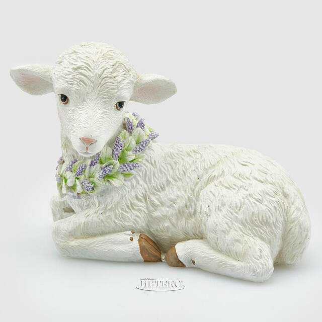 Декоративная фигурка Ягненок Жак с цветочным венком 15 см EDG (ЭДГ)