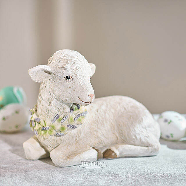 Декоративная фигурка Ягненок Жак с цветочным венком 15 см EDG (ЭДГ)