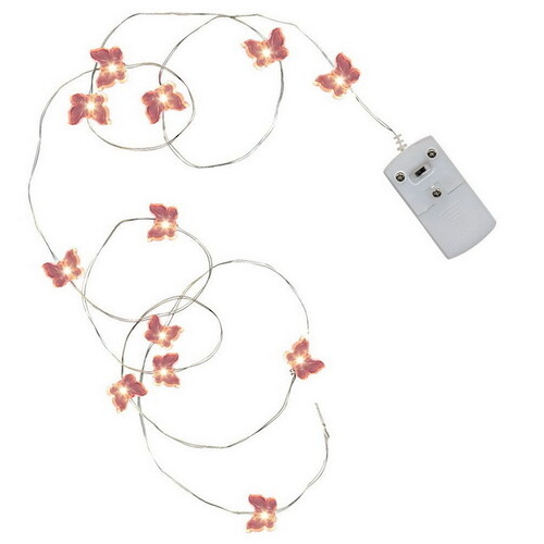 Светодиодная гирлянда на батарейках Розовые Бабочки 1.1 м, 12 теплых белых LED ламп, серебряная проволока, IP20 Star Trading