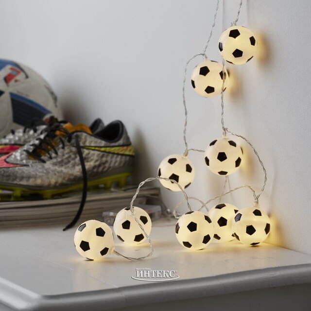 Светодиодная гирлянда на батарейках Мячики 1.35 м, 10 теплых белых LED ламп, прозрачный ПВХ, IP20 Star Trading (Стар Трэйдинг)