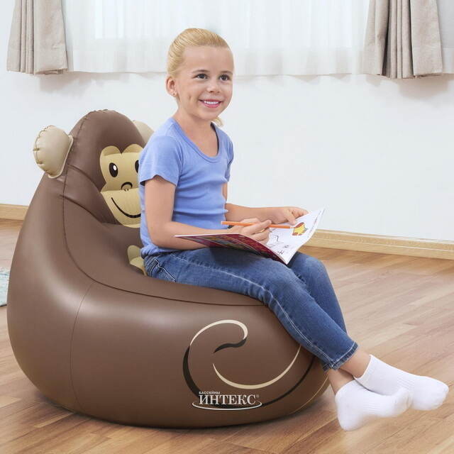Детское надувное кресло Cozy Critters - Обезьянка 72*72*64 см Bestway (Бествей)