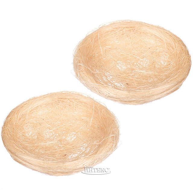 Пасхальное украшение Гнездо Птички Вивьен 10 см кремовое, 2 шт Koopman