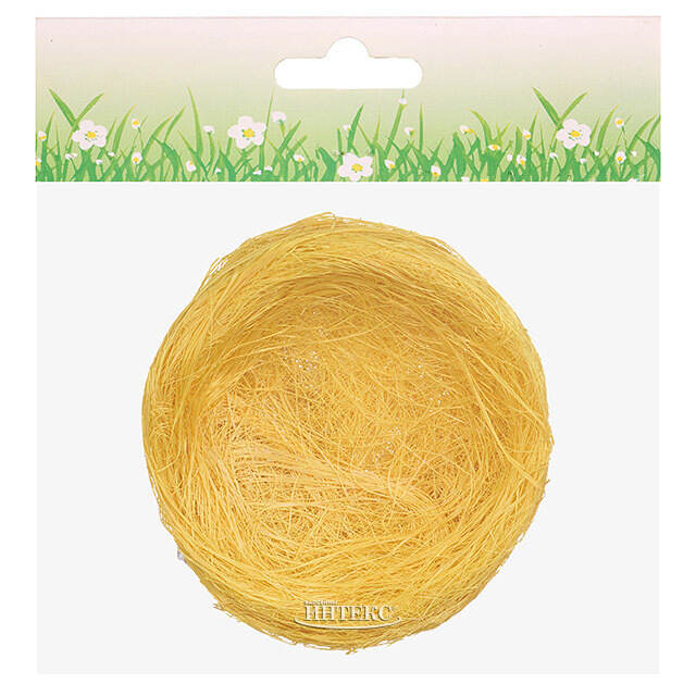 Пасхальное украшение Гнездо Птички Вивьен 10 см желтое, 2 шт Koopman