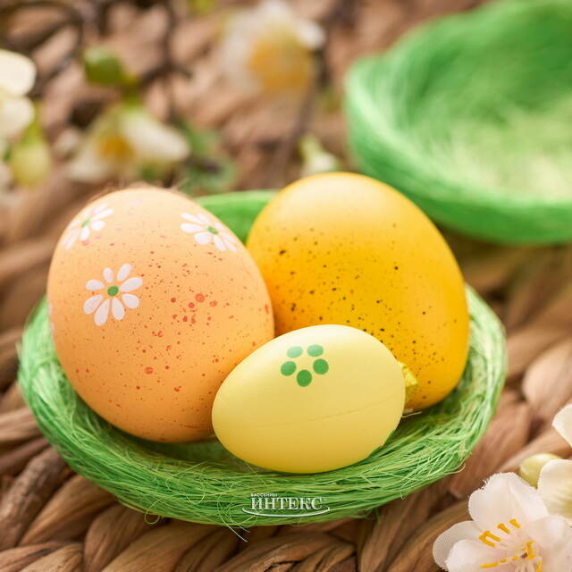 Пасхальное украшение Гнездо Птички Вивьен 10 см зеленое, 2 шт Koopman (Купман)