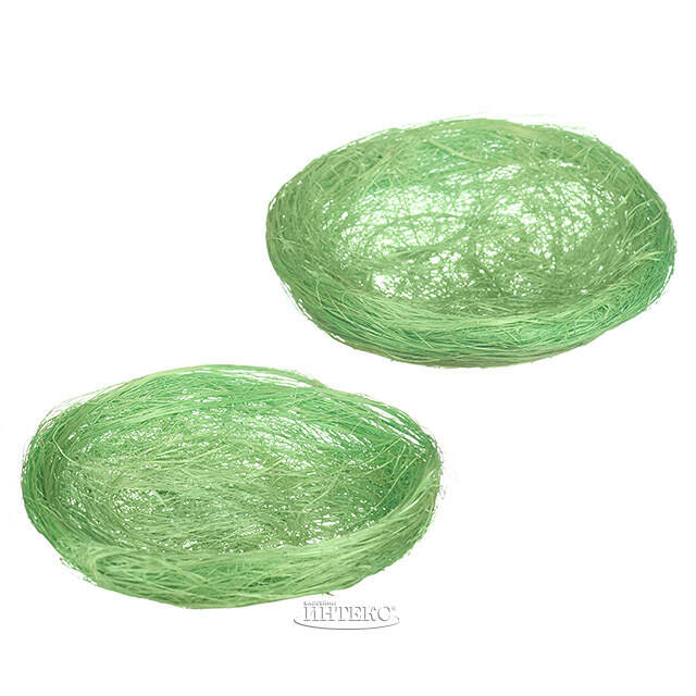 Пасхальное украшение Гнездо Птички Вивьен 10 см зеленое, 2 шт Koopman (Купман)