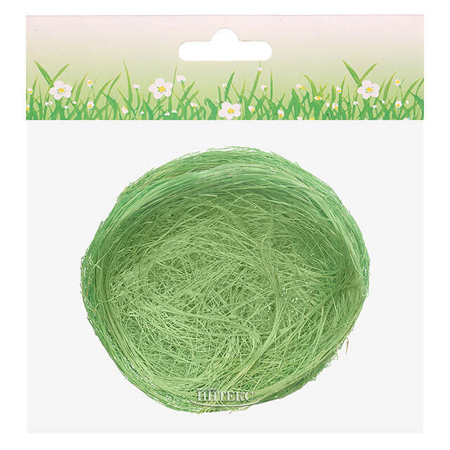 Пасхальное украшение Гнездо Птички Вивьен 10 см зеленое, 2 шт Koopman (Купман)