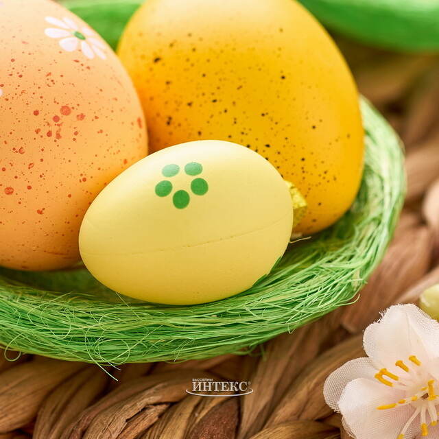 Пасхальное украшение Гнездо Птички Вивьен 10 см зеленое, 2 шт Koopman (Купман)