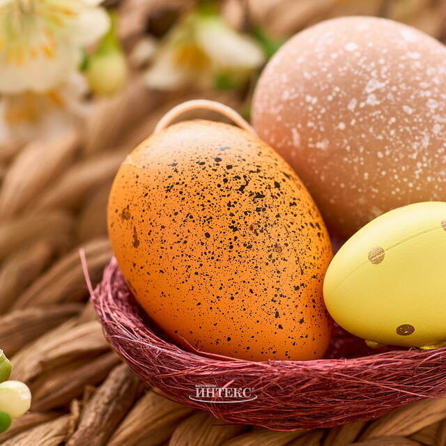 Пасхальное украшение Гнездо Птички Вивьен 10 см коричневое, 2 шт Koopman