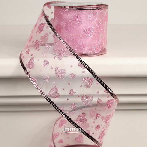 Декоративная лента Элеганца - Сердечки 270*6 см розовая Koopman