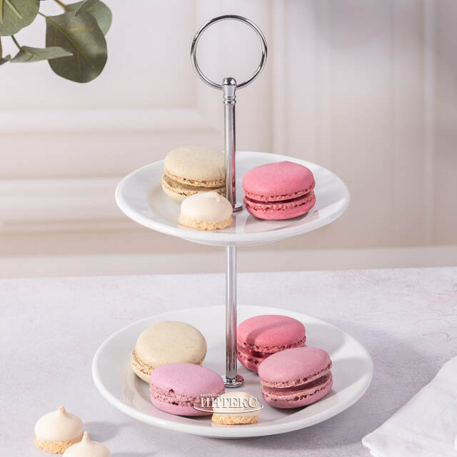 Этажерка для фруктов Сальви двухъярусная 21 см, фарфор Koopman