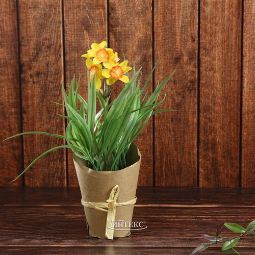 Искусственный цветок в горшке Нарцисс Sunny Yellow 20 см Kaemingk