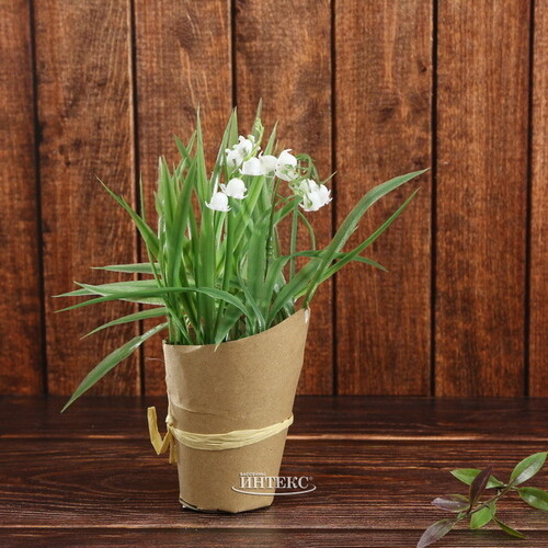 Искусственный цветок в горшке Ландыш White Crown 20 см Kaemingk