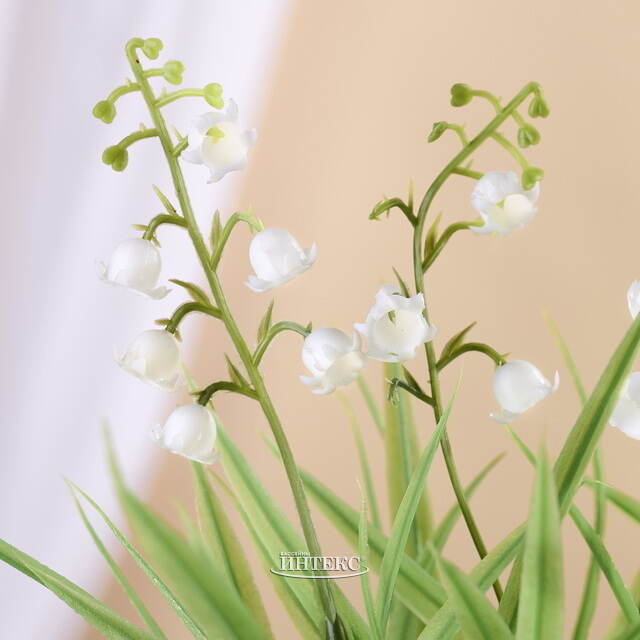 Искусственный цветок в горшке Ландыш Снежный 20 см Kaemingk (Кейминг)