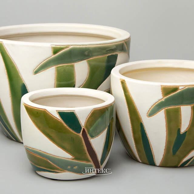 Набор декоративных кашпо Liana Leaf 14-26 см, 3 шт Kaemingk