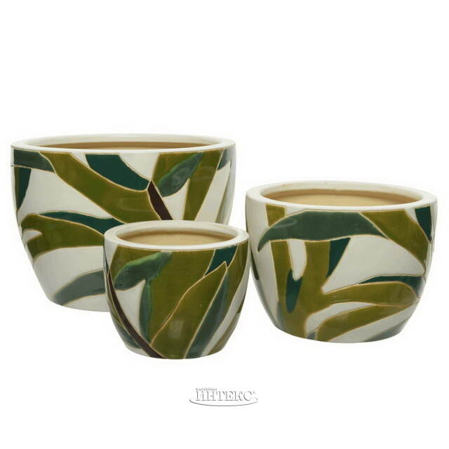 Набор декоративных кашпо Liana Leaf 14-26 см, 3 шт Kaemingk