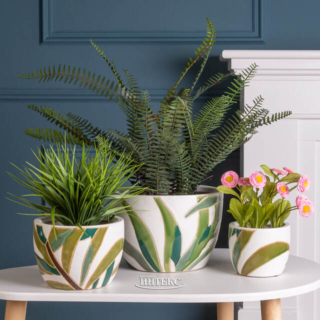 Набор декоративных кашпо Liana Leaf 14-26 см, 3 шт Kaemingk