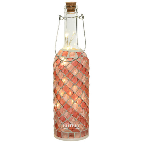Светильник-бутылка Greek Rose 30 см на батарейках, стекло Kaemingk