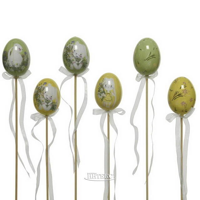 Пасхальные украшения Яйца на палочке Happy Sappy Easter 6 см, 6 шт Kaemingk