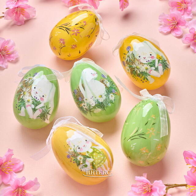 Пасхальные украшения Яйца Счастливая Пасха 8 см, 6 шт Kaemingk (Кейминг)