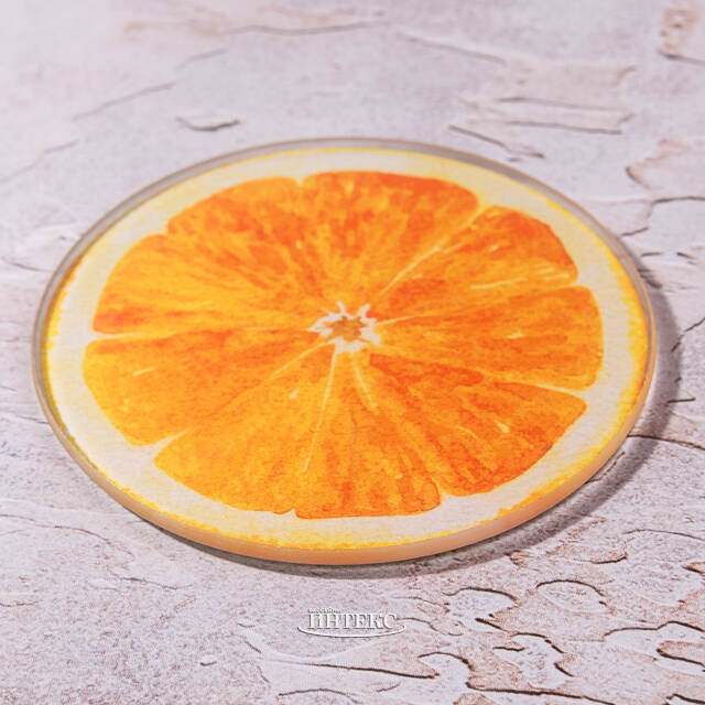 Набор подставок под кружки Orange Slice 9 см, 4 шт, стекло Kaemingk