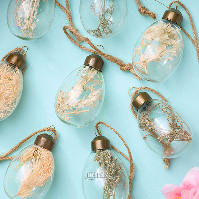 Пасхальные подвески Яйца - Dried Flower 5 см, 8 шт Kaemingk