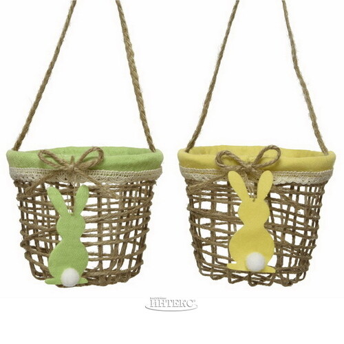 Декоративная корзинка Easter Bunny 12 см желтая Kaemingk