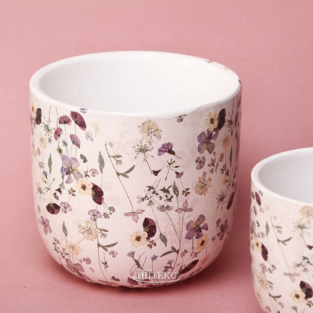 Набор декоративных кашпо Франсуаза 10-12 см, 2 шт, розовый, керамика Kaemingk