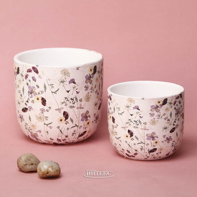 Набор декоративных кашпо Франсуаза 10-12 см, 2 шт, розовый, керамика Kaemingk