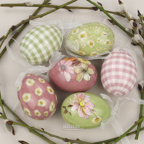 Пасхальные украшения Яйца Flower Easter 6 см, 6 шт, подвеска Kaemingk