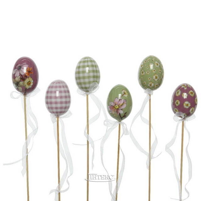 Пасхальные украшения Яйца на палочке Flower Easter 6 см, 6 шт Kaemingk