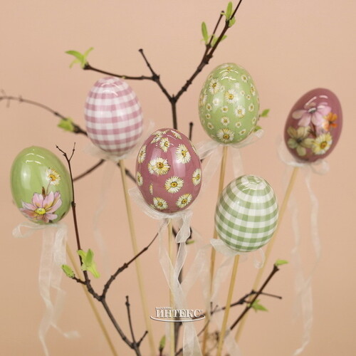 Пасхальные украшения Яйца на палочке Flower Easter 6 см, 6 шт Kaemingk